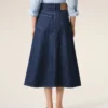 Jupe longue en coton bleu