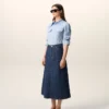 Jupe longue en coton bleu