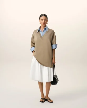 Jupe midi Corolla en coton blanc