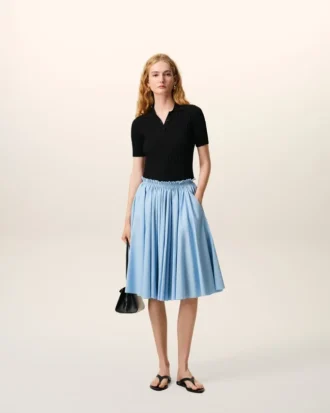 Jupe midi Corolla en coton bleu