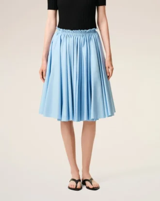 Jupe midi Corolla en coton bleu