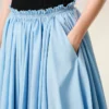 Jupe midi Corolla en coton bleu