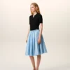 Jupe midi Corolla en coton bleu