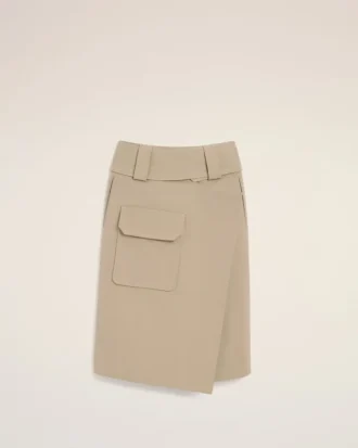 Jupe portefeuille en coton beige