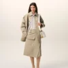 Jupe portefeuille en coton beige