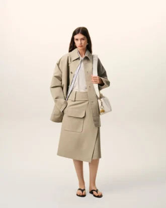 Jupe portefeuille en coton beige