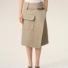 Jupe portefeuille en coton beige