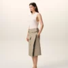 Jupe portefeuille en coton beige