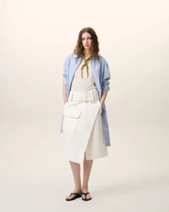 Jupe portefeuille en coton blanc