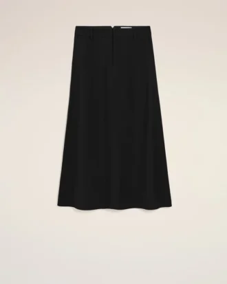 Jupe trapèze longue de coupe tailleur en lin mélangé noir