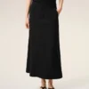 Jupe trapèze longue de coupe tailleur en lin mélangé noir