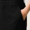 Jupe trapèze longue de coupe tailleur en lin mélangé noir