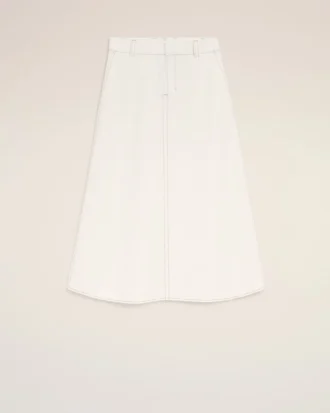 Jupe trapèze longue en coton blanc