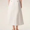 Jupe trapèze longue en coton blanc
