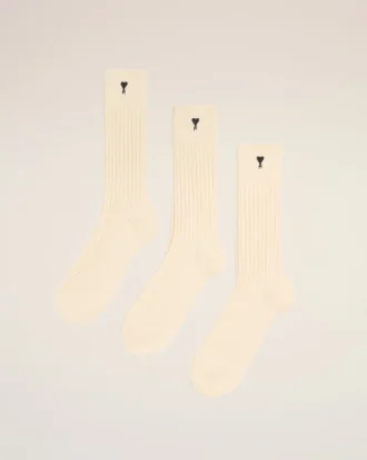 Lot de trois paires de chaussettes Ami de Coeur en coton naturel noir