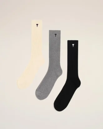 Lot de trois paires de chaussettes Ami de Coeur en coton noir