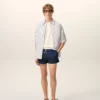 Maillot de bain court en nylon bleu