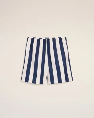 Maillot de bain à rayures longues blanches et bleu marine