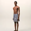 Maillot de bain à rayures longues blanches et bleu marine