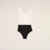 Maillot de bain une pièce en nylon noir et blanc