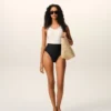 Maillot de bain une pièce en nylon noir et blanc