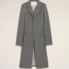 Manteau ajusté à simple boutonnage en laine vierge grise