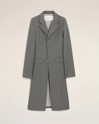 Manteau ajusté à simple boutonnage en laine vierge grise