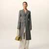 Manteau ajusté à simple boutonnage en laine vierge grise