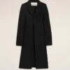 Manteau ajusté à simple boutonnage en laine vierge noire