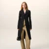 Manteau ajusté à simple boutonnage en laine vierge noire