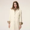 Manteau droit simple boutonnage en laine vierge blanche