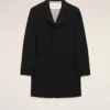 Manteau droit simple en laine vierge noire