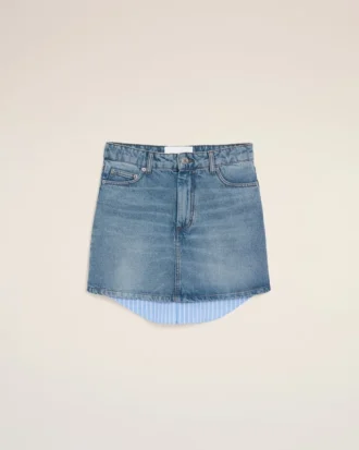 Mini-jupe en coton bleu