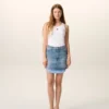 Mini-jupe en coton bleu