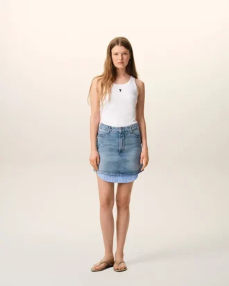 Mini-jupe en coton bleu