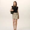 Mini-jupe portefeuille en coton beige
