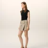 Mini-jupe portefeuille en coton beige