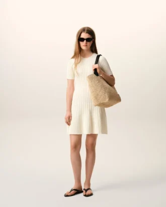 Mini-robe Godet en maille blanche