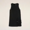 Mini-robe noire en laine vierge avec ceinture