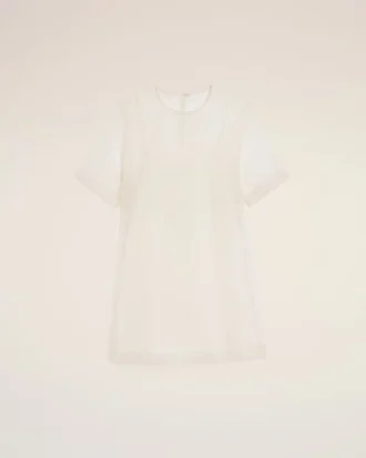 Mini-robe trapèze en soie blanche