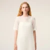 Mini-robe trapèze en soie blanche
