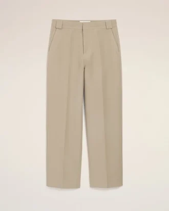 Pantalon baggy en coton beige