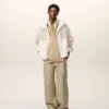 Pantalon baggy en coton beige