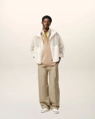 Pantalon baggy en coton beige
