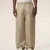 Pantalon baggy en coton beige