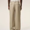Pantalon baggy en coton beige