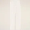 Pantalon blanc en lin mélangé à taille élastiquée