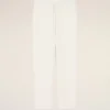 Pantalon blanc en lin mélangé à taille élastiquée