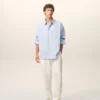 Pantalon blanc en lin mélangé à taille élastiquée