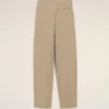 Pantalon à ceinture enveloppante en coton beige